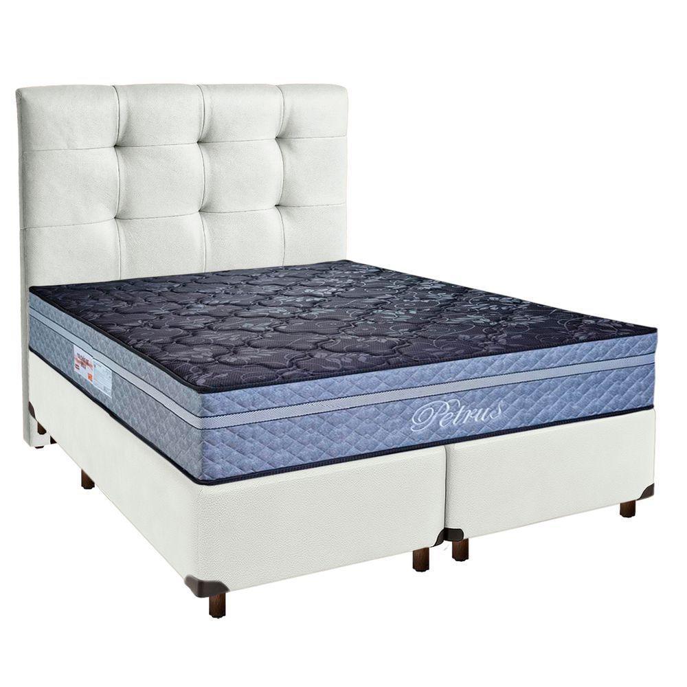 Cama Box + Colchão Queen Molas Ensacadas Petrus Paropas + Cabeceira Estofada - 1