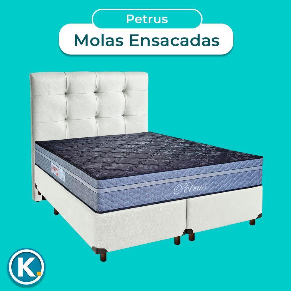 Cama Box + Colchão Queen Molas Ensacadas Petrus Paropas + Cabeceira Estofada - 4