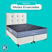 Cama Box + Colchão Queen Molas Ensacadas Petrus Paropas + Cabeceira Estofada