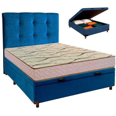 Cama Box Bau + Colchão Casal D33 Maxsono Paropas + Cabeceira Estofada