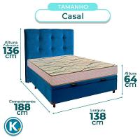 Cama Box Bau + Colchão Casal D33 Maxsono Paropas + Cabeceira Estofada - 3