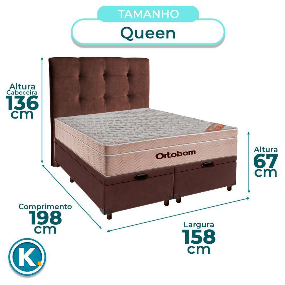 Cama Box Bau + Colchão Queen Ortobom Molas Ensacadas Airtech + Cabeceira Estofada - 3