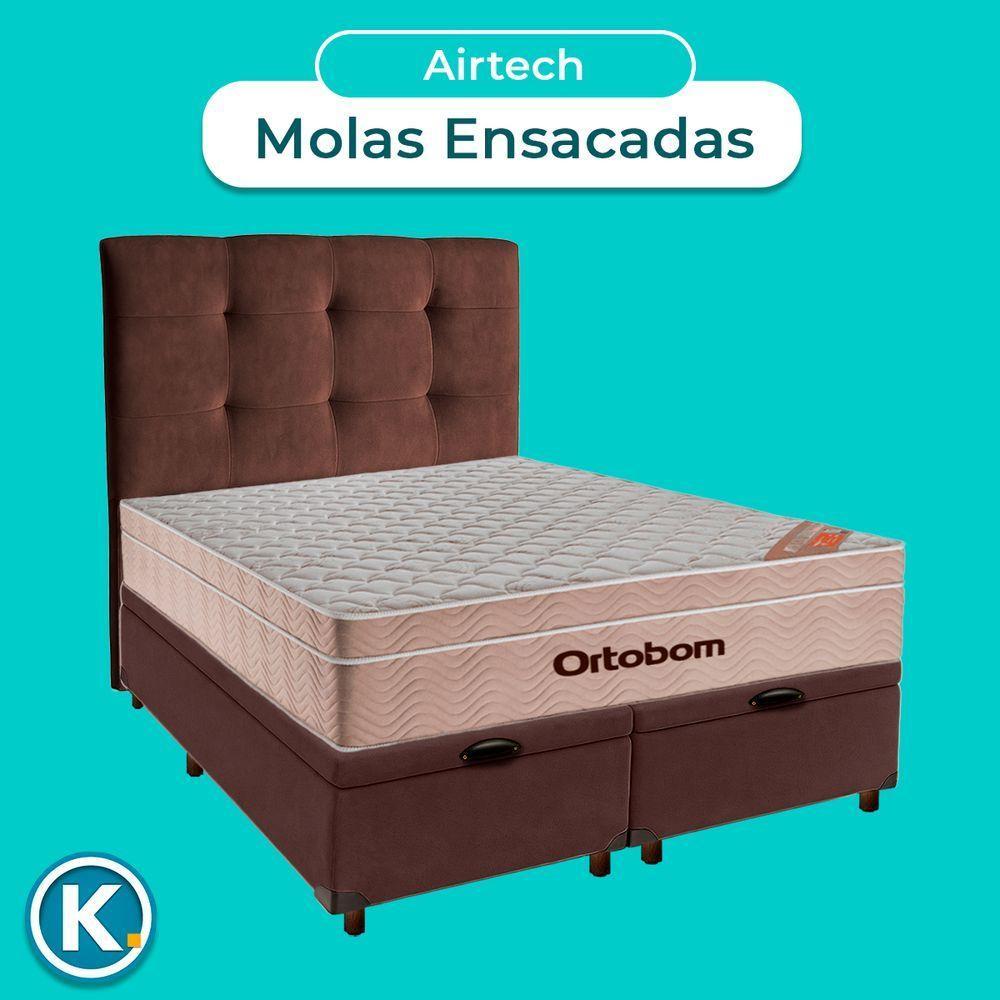 Cama Box Bau + Colchão Queen Ortobom Molas Ensacadas Airtech + Cabeceira Estofada - 4