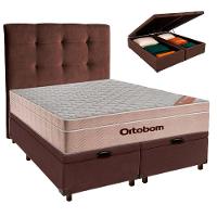 Cama Box Bau + Colchão Queen Ortobom Molas Ensacadas Airtech + Cabeceira Estofada - 1