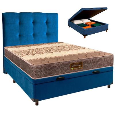 Cama Box Bau + Colchão Casal D26 Ortophedic Sankonfort + Cabeceira Estofada