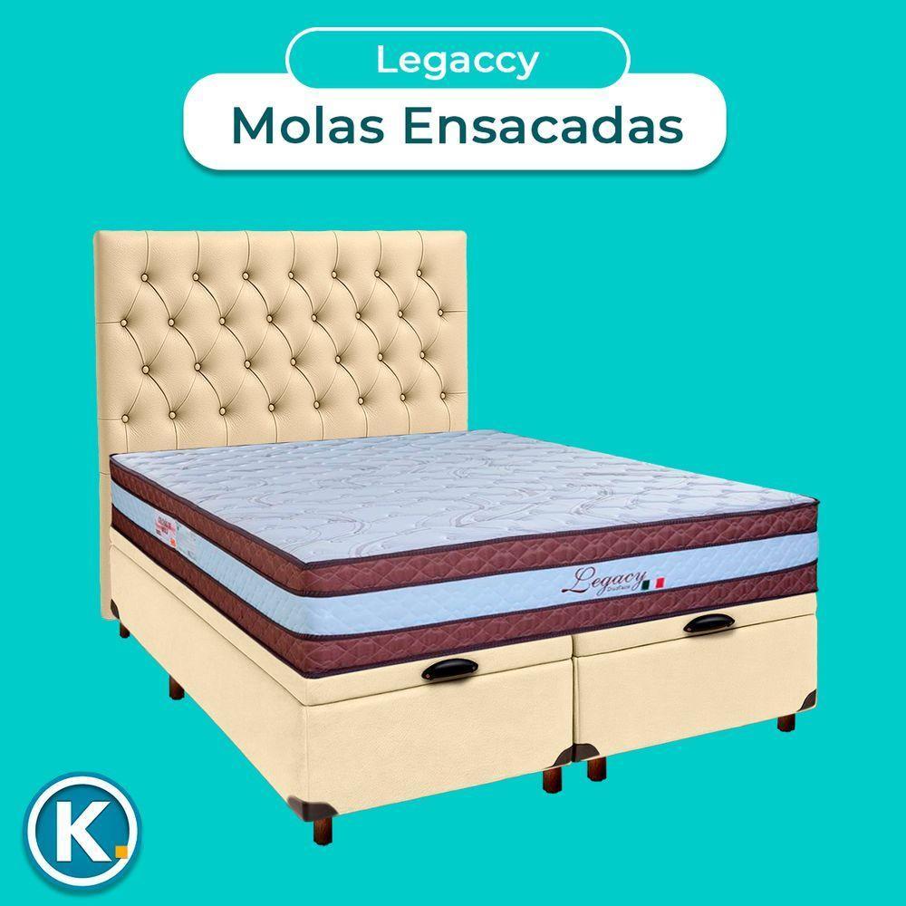 Cama Box Bau + Colchão Queen Molas Ensacadas Legaccy Paropas + Cabeceira Estofada - 4