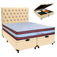 Cama Box Bau + Colchão Queen Molas Ensacadas Legaccy Paropas + Cabeceira Estofada - 1