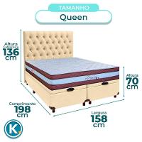 Cama Box Bau + Colchão Queen Molas Ensacadas Legaccy Paropas + Cabeceira Estofada - 3