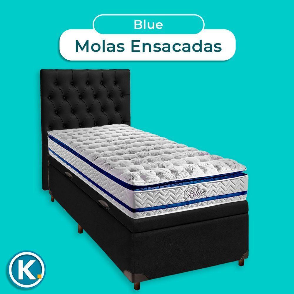Cama Box Bau + Colchão Solteiro Molas Ensacadas Blue Paropas + Cabeceira Estofada - 4