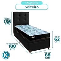 Cama Box Bau + Colchão Solteiro Molas Ensacadas Life Gold Paropas + Cabeceira Estofada - 3