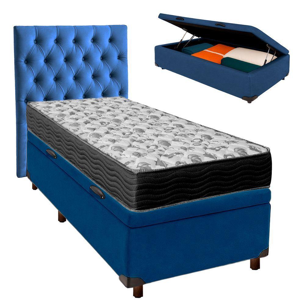 Cama Box Bau + Colchão Solteiro Ortobom D33 Iso100 + Cabeceira Estofada - 1