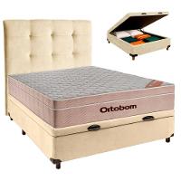 Conjunto Cama Box Bau Perola Casal + Colchão Molas Ensacadas Airtech Ortobom + Cabeceira - 1