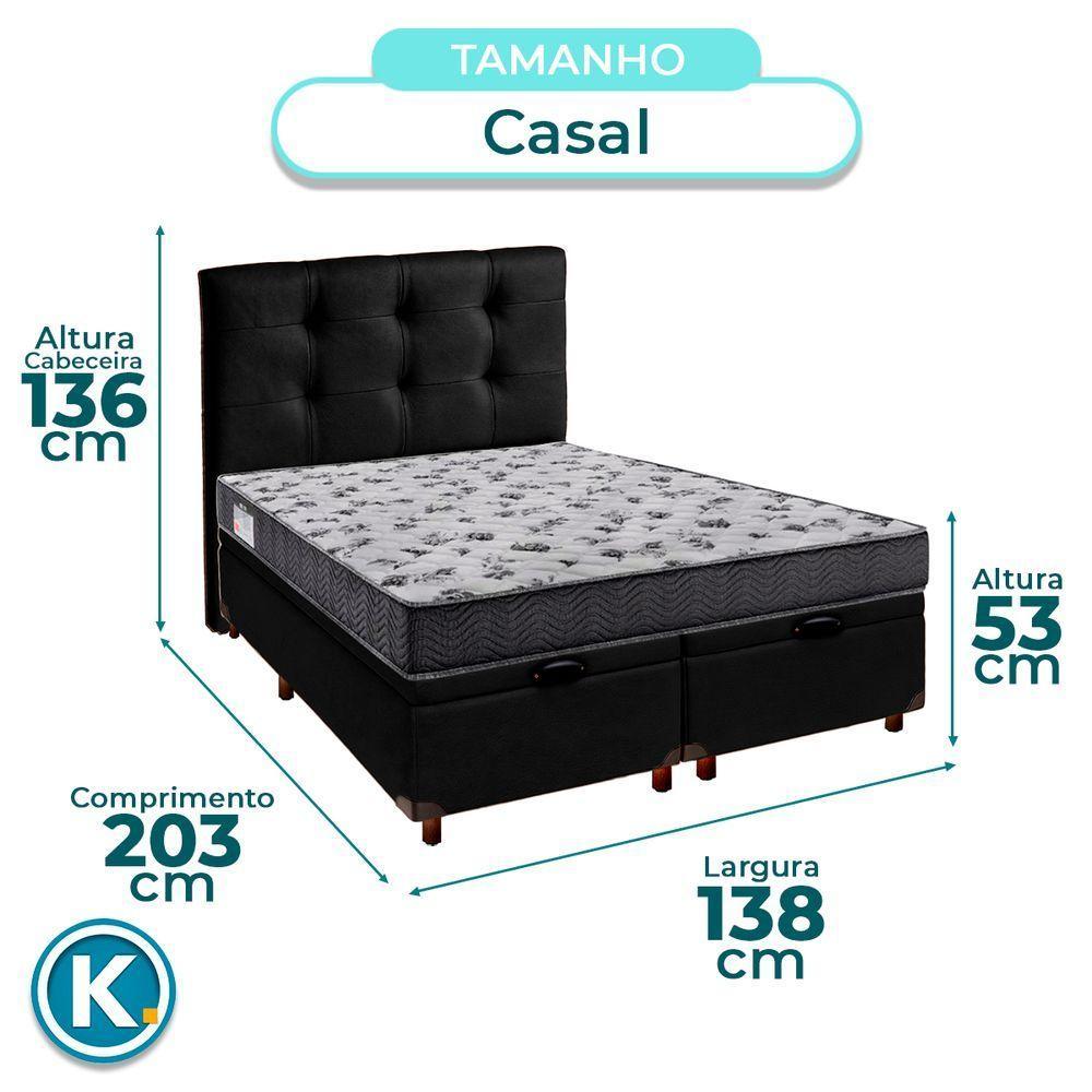 Conjunto Cama Box Bau Blindado Casal + Colchão D33 Iso100 Ortobom + Cabeceira - 3