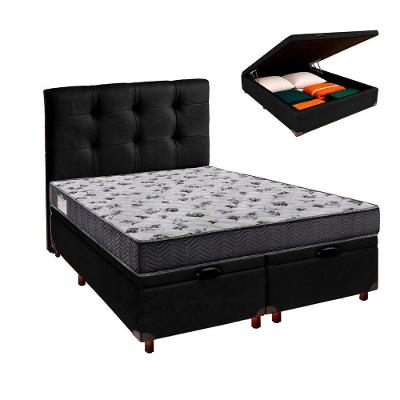 Conjunto Cama Box Bau Blindado Casal + Colchão D33 Iso100 Ortobom + Cabeceira