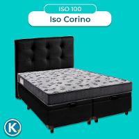 Conjunto Cama Box Bau Blindado Casal + Colchão D33 Iso100 Ortobom + Cabeceira