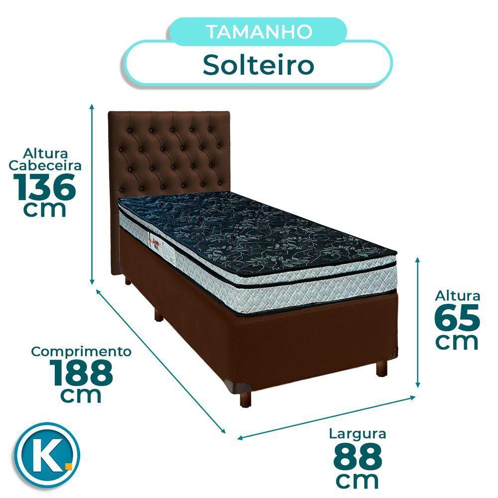 Cama Box Bau + Colchão Solteiro D28 Conforto Paropas + Cabeceira Estofada - 3