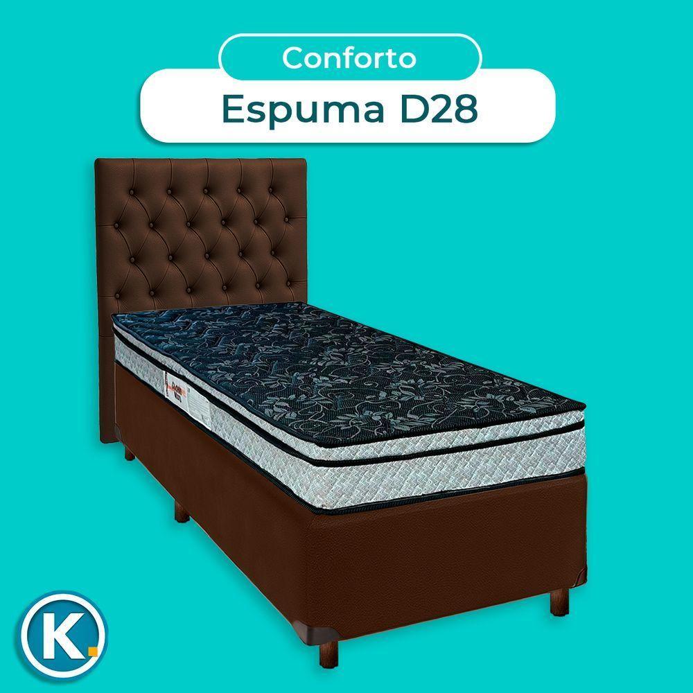 Cama Box Bau + Colchão Solteiro D28 Conforto Paropas + Cabeceira Estofada - 4