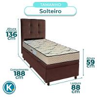 Cama Box Bau + Colchão Solteiro D33 Maxsono Paropas + Cabeceira Estofada - 3