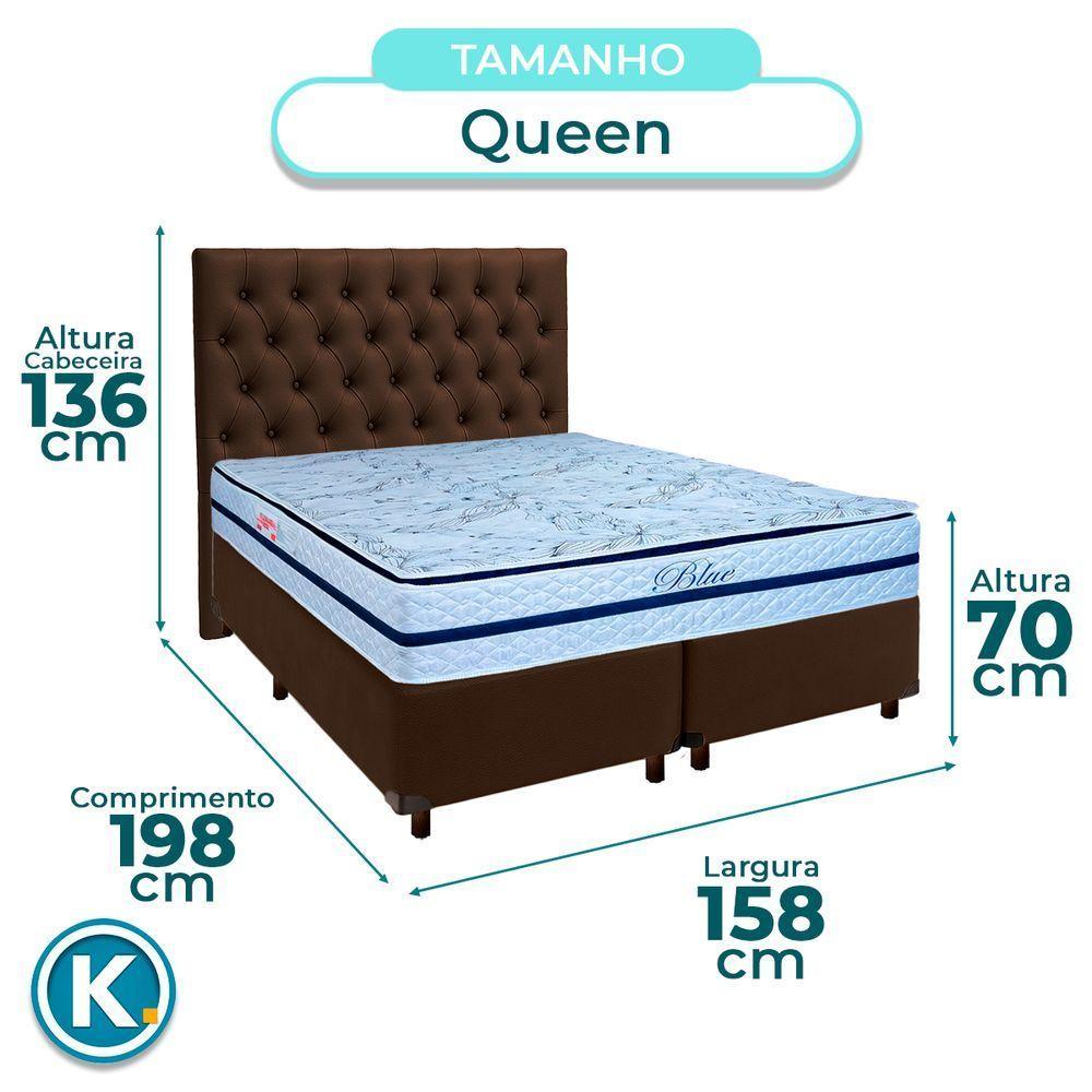 Cama Box + Colchão Queen Molas Ensacadas Blue Paropas + Cabeceira Estofada - 3