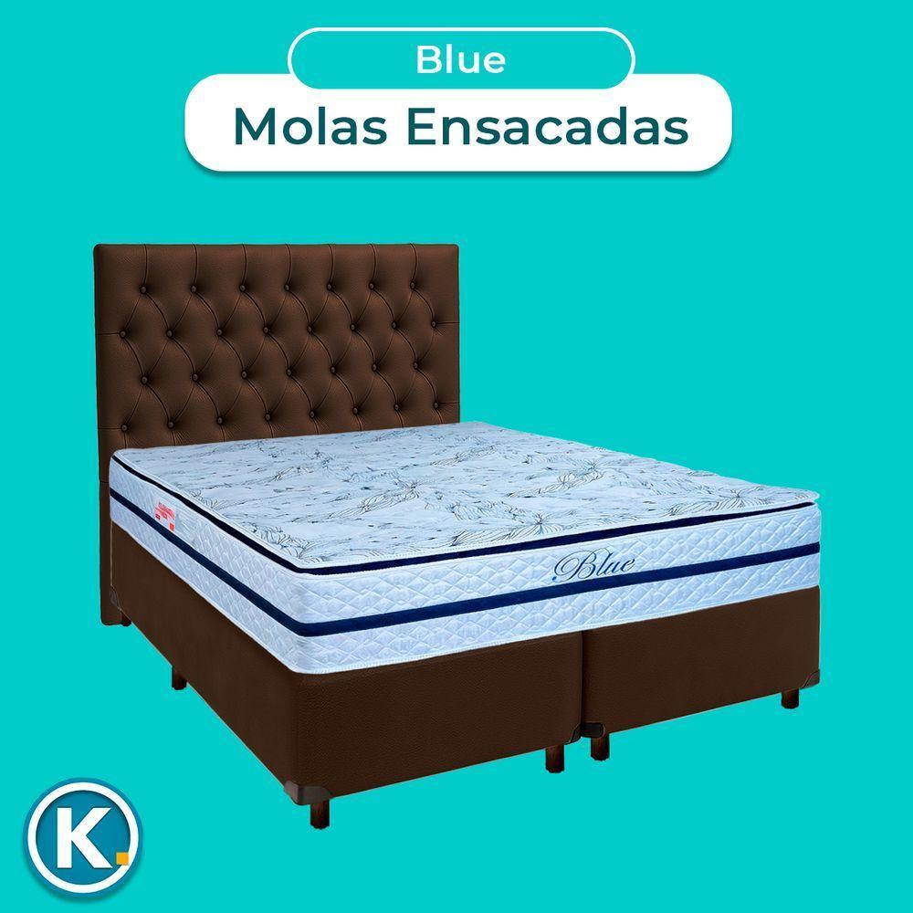 Cama Box + Colchão Queen Molas Ensacadas Blue Paropas + Cabeceira Estofada - 4