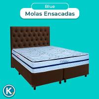Cama Box + Colchão Queen Molas Ensacadas Blue Paropas + Cabeceira Estofada