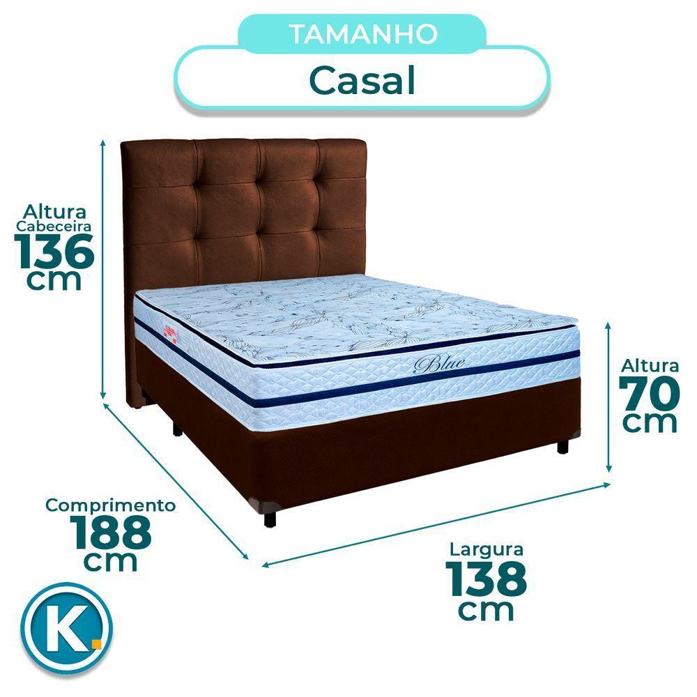 Cama + Box Marrom E Colchão Molas Ensacadas Casal - Blue Paropas + Cabeceira - 3