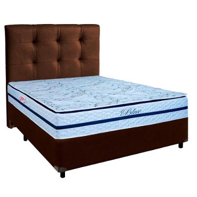 Cama + Box Marrom E Colchão Molas Ensacadas Casal - Blue Paropas + Cabeceira