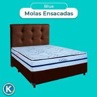 Cama + Box Marrom E Colchão Molas Ensacadas Casal - Blue Paropas + Cabeceira