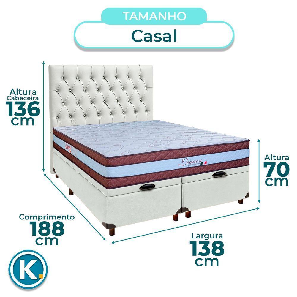 Cama Box Bau + Colchão Casal Molas Ensacadas Legaccy Paropas + Cabeceira Estofada - 3