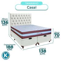 Cama Box Bau + Colchão Casal Molas Ensacadas Legaccy Paropas + Cabeceira Estofada - 3
