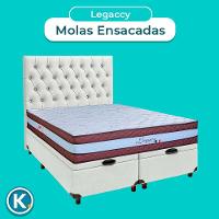 Cama Box Bau + Colchão Casal Molas Ensacadas Legaccy Paropas + Cabeceira Estofada