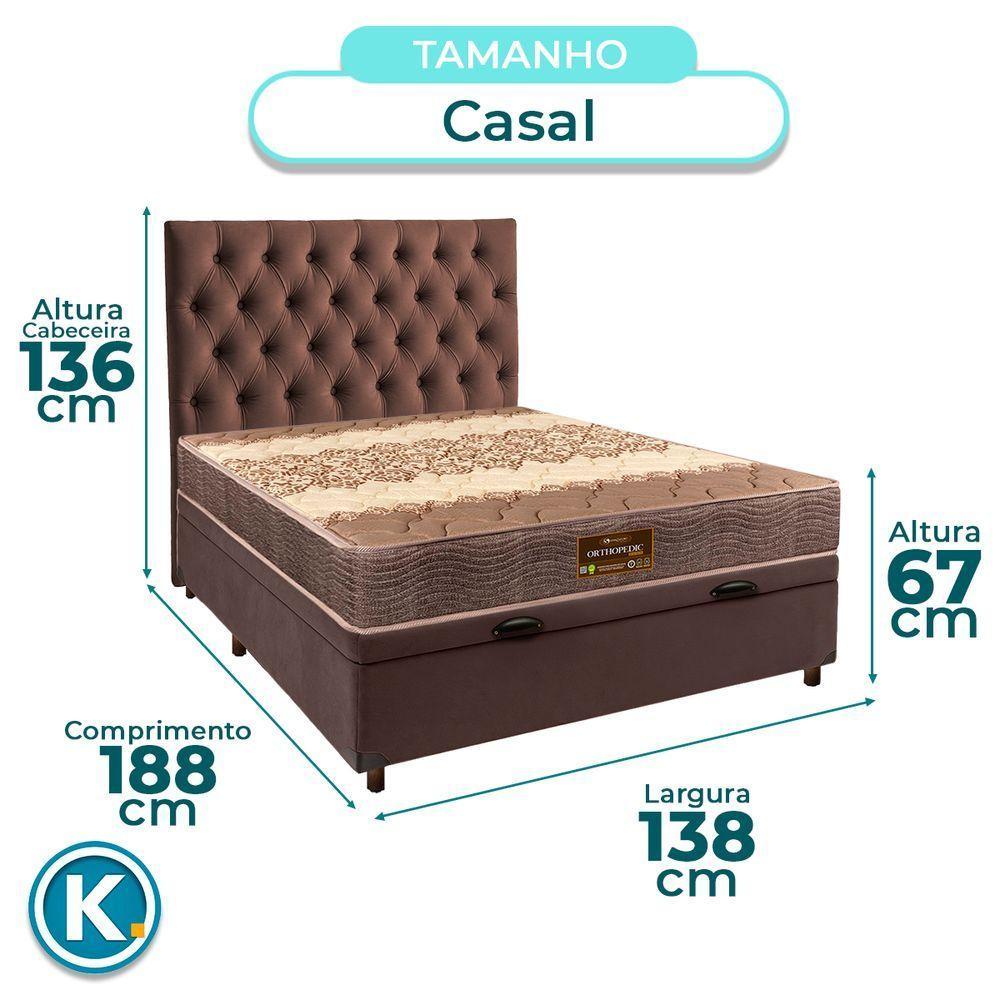 Cama Box Bau + Colchão Casal D26 Ortophedic Sankonfort + Cabeceira Estofada - 3