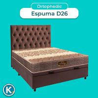 Cama Box Bau + Colchão Casal D26 Ortophedic Sankonfort + Cabeceira Estofada