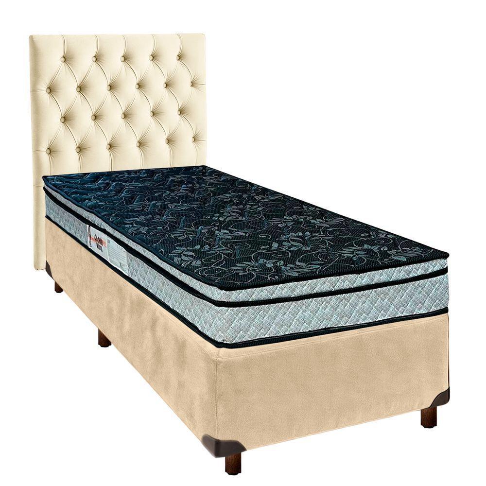 Cama Box + Colchão Solteiro D28 Conforto Paropas + Cabeceira Estofada - 1