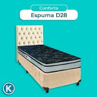 Cama Box + Colchão Solteiro D28 Conforto Paropas + Cabeceira Estofada