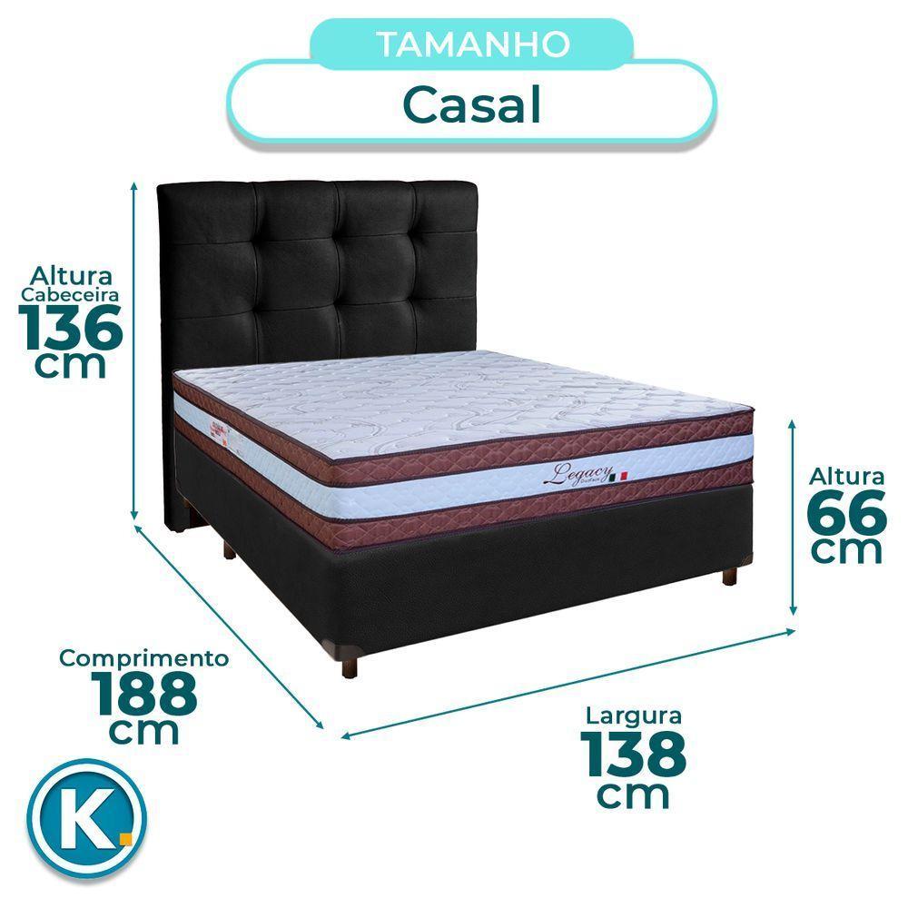 Cama + Box Preto E Colchão Molas Ensacadas Casal - Legaccy Paropas + Cabeceira - 3