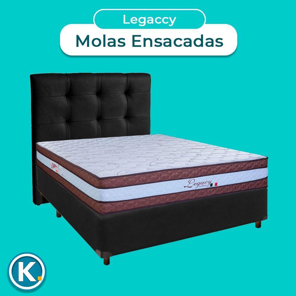 Cama + Box Preto E Colchão Molas Ensacadas Casal - Legaccy Paropas + Cabeceira - 4