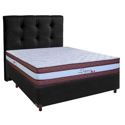 Cama + Box Preto E Colchão Molas Ensacadas Casal - Legaccy Paropas + Cabeceira