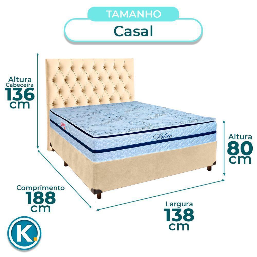 Cama Box + Colchão Casal Molas Ensacadas Blue Paropas + Cabeceira Estofada - 3