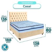 Cama Box + Colchão Casal Molas Ensacadas Blue Paropas + Cabeceira Estofada - 3