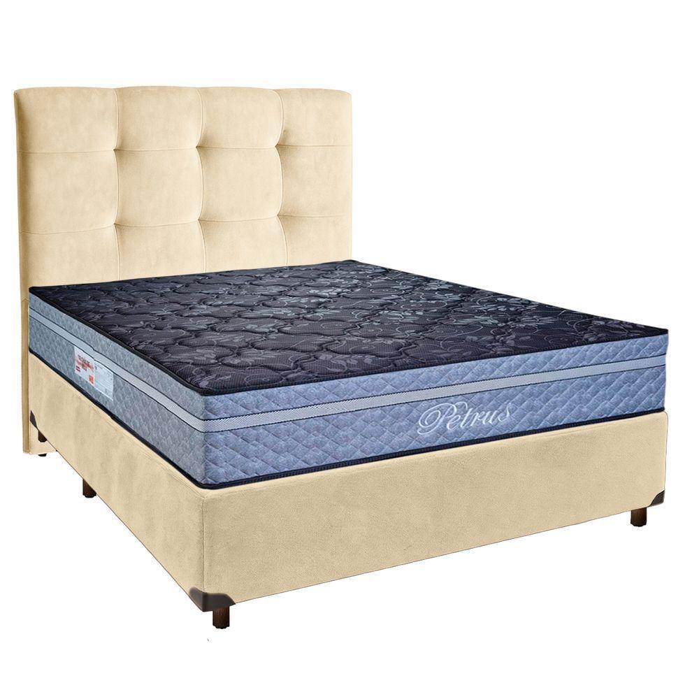 Cama Box + Colchão Casal Molas Ensacadas Petrus Paropas + Cabeceira Estofada - 1