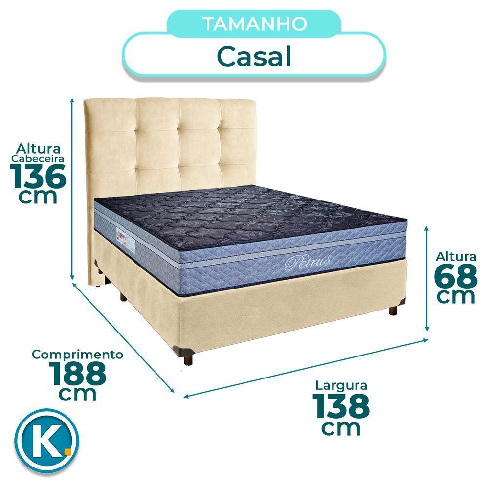 Cama Box + Colchão Casal Molas Ensacadas Petrus Paropas + Cabeceira Estofada - 3