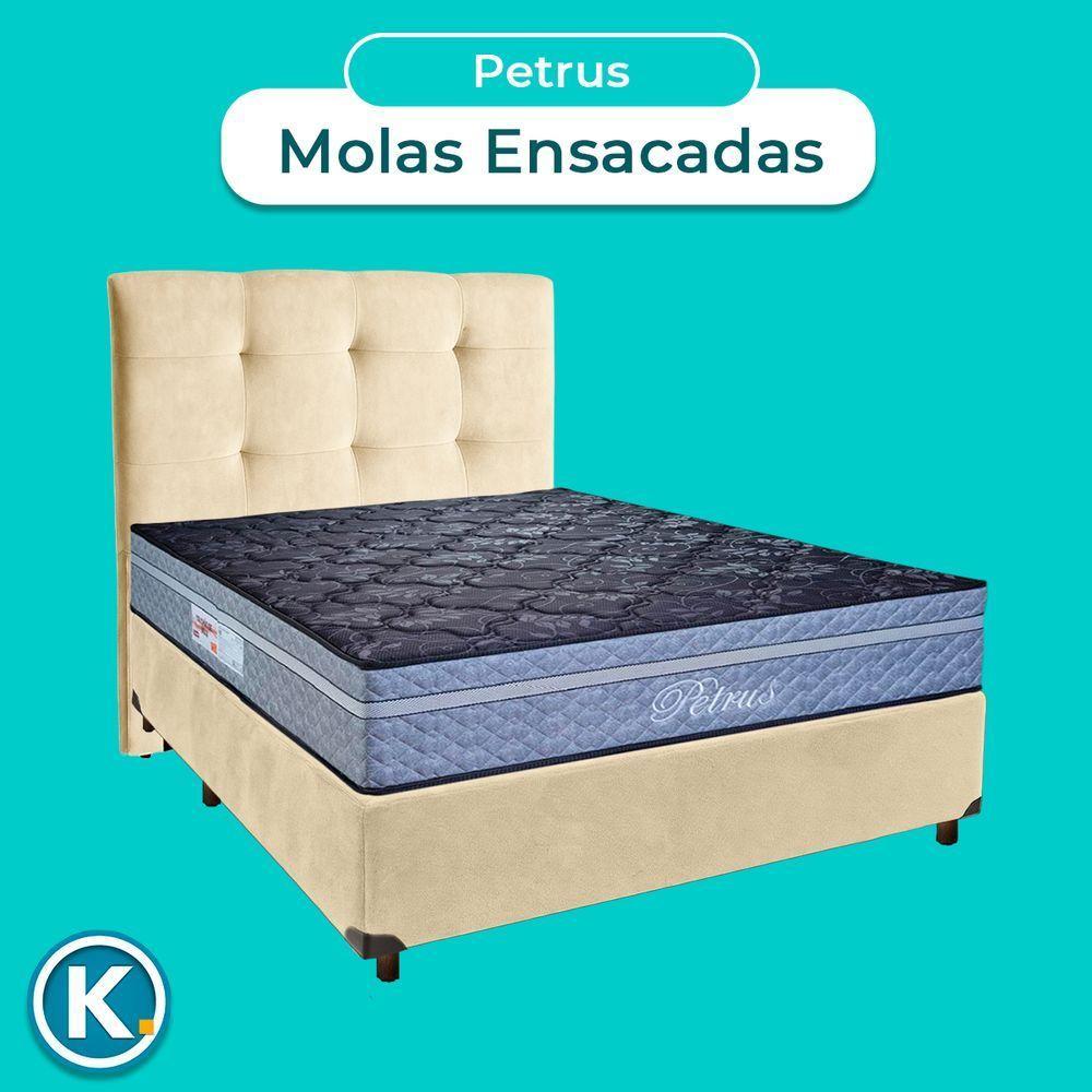 Cama Box + Colchão Casal Molas Ensacadas Petrus Paropas + Cabeceira Estofada - 4