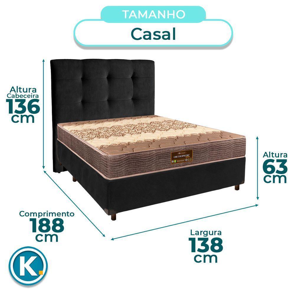Cama Box + Colchão Casal D26 Ortophedic Sankonfort + Cabeceira Estofada - 3