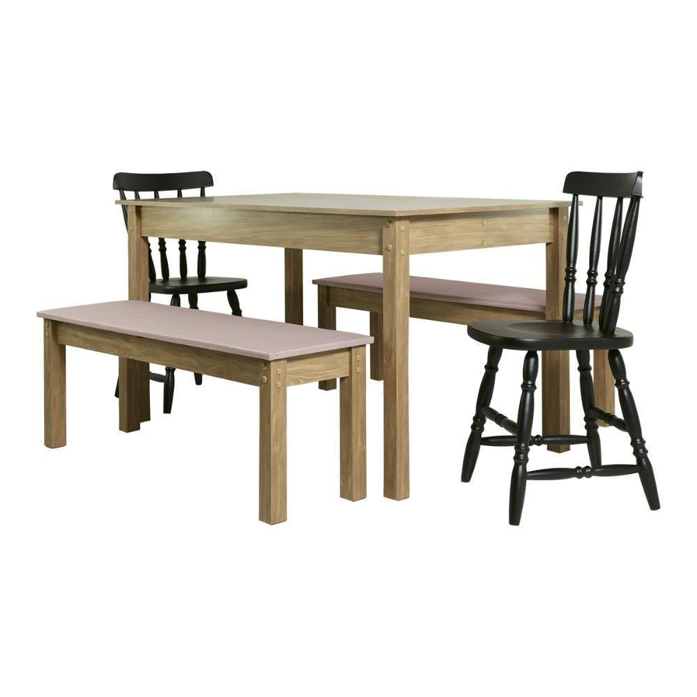 Mesa De Jantar Ditália 2 Bancos 2 Cadeiras Diamond - 1