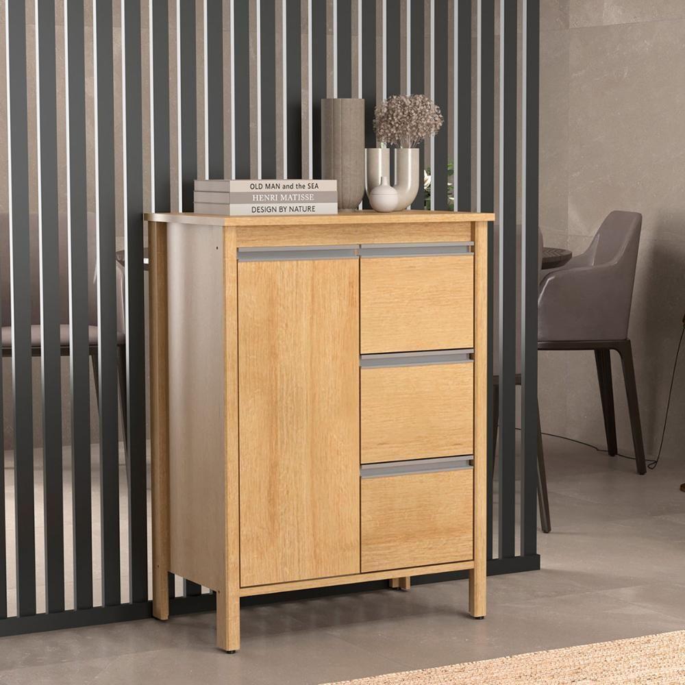 Gabinete Armário Banheiro Ditália 1 Porta 3 Gavetas Bn-08 Riviera - 1