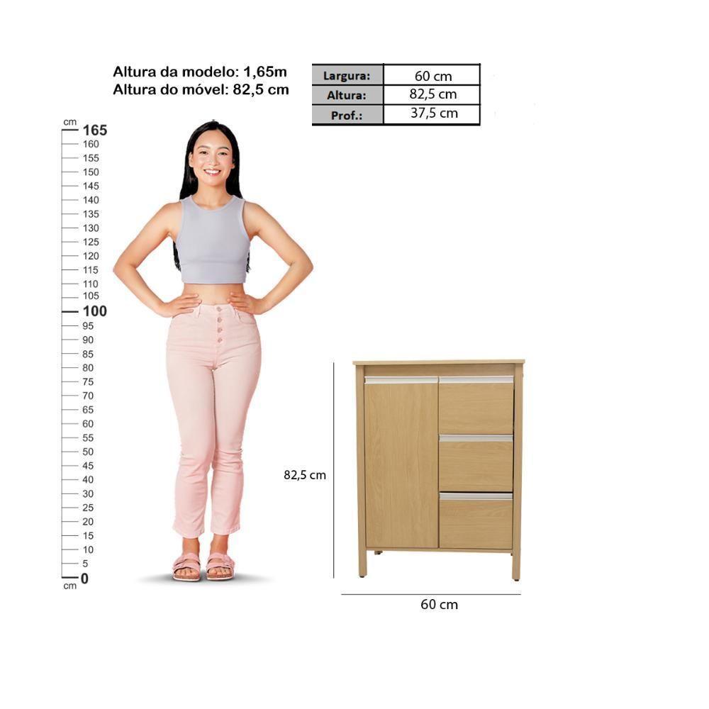 Gabinete Armário Banheiro Ditália 1 Porta 3 Gavetas Bn-08 Riviera - 4