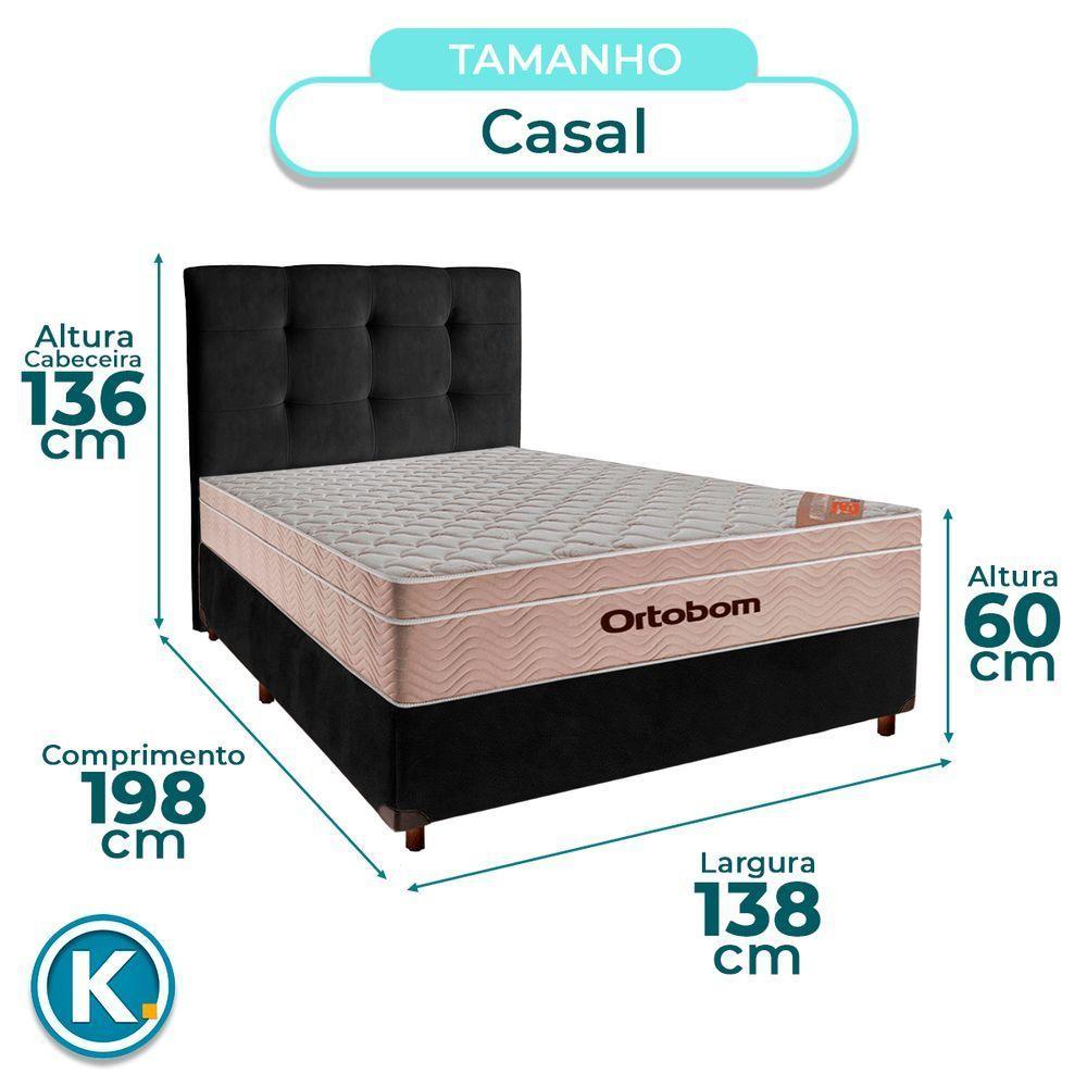 Cama + Box Blindado E Colchão Ortobom Molas Ensacadas Casal - Airtech + Cabeceira - 3