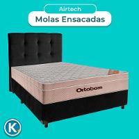 Cama + Box Blindado E Colchão Ortobom Molas Ensacadas Casal - Airtech + Cabeceira
