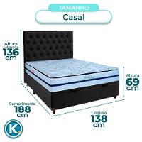 Cama + Bau Preto E Colchão Molas Ensacadas Casal - Blue Paropas + Cabeceira - 3